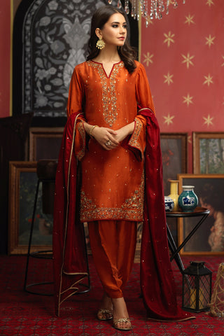 Raw Silk Kameez Trouser Pakistani Eid Dress in Black Color – Nameera by  Farooq
